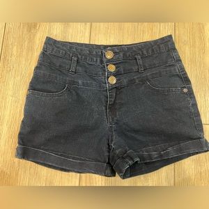 Celebrity Pink Black Cuffed Denim Shorts with Buttons size 3